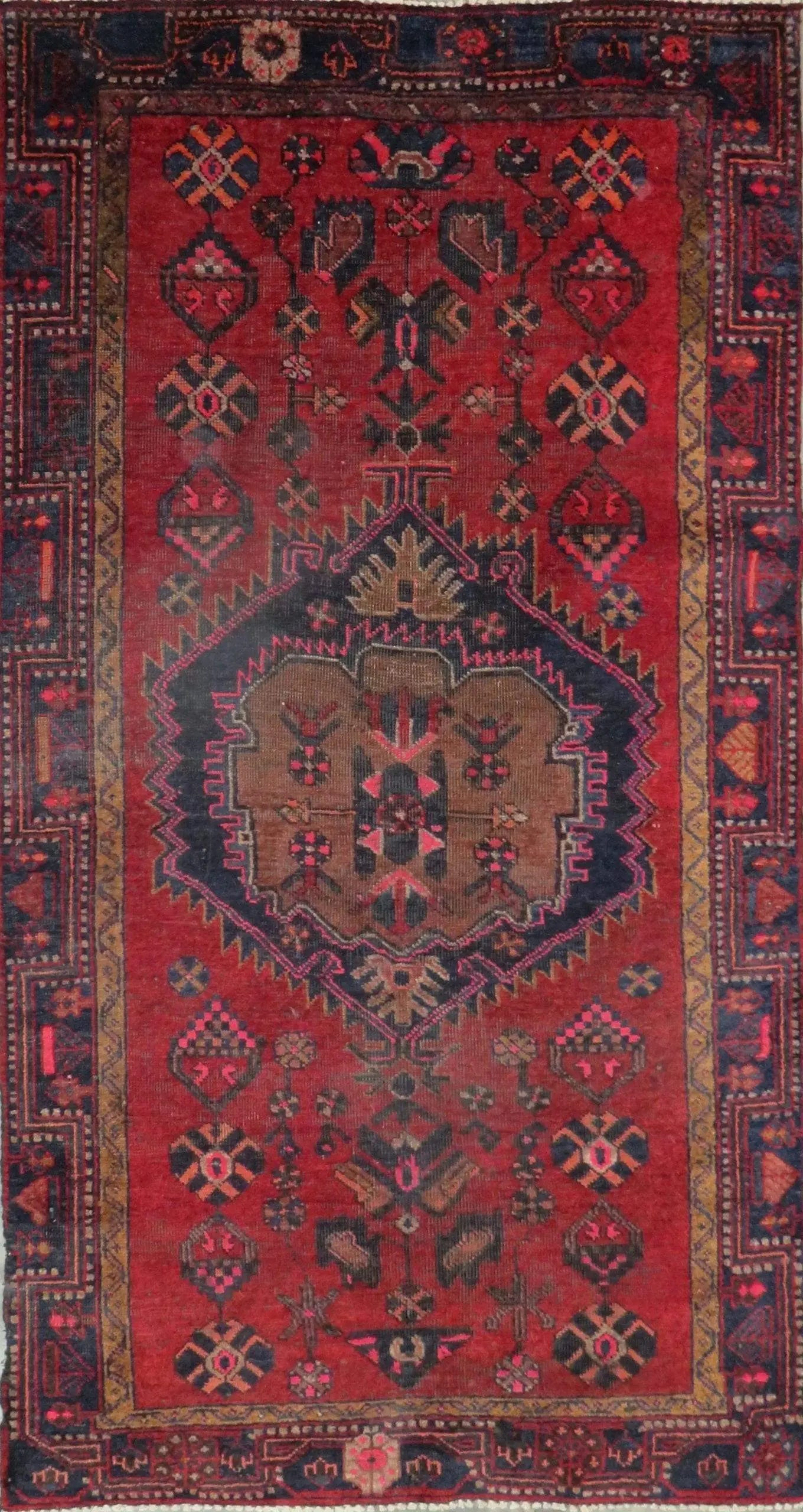 One Of The Kind Hand-Knotted Persian Wool Rug _ Luxurious Vintage Design, 7'8" x 4'0", Artisan Crafted